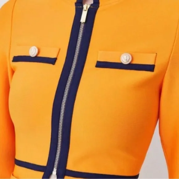 Karen Millen Orange Jacket with Gold Zipper - Picture 2 of 6